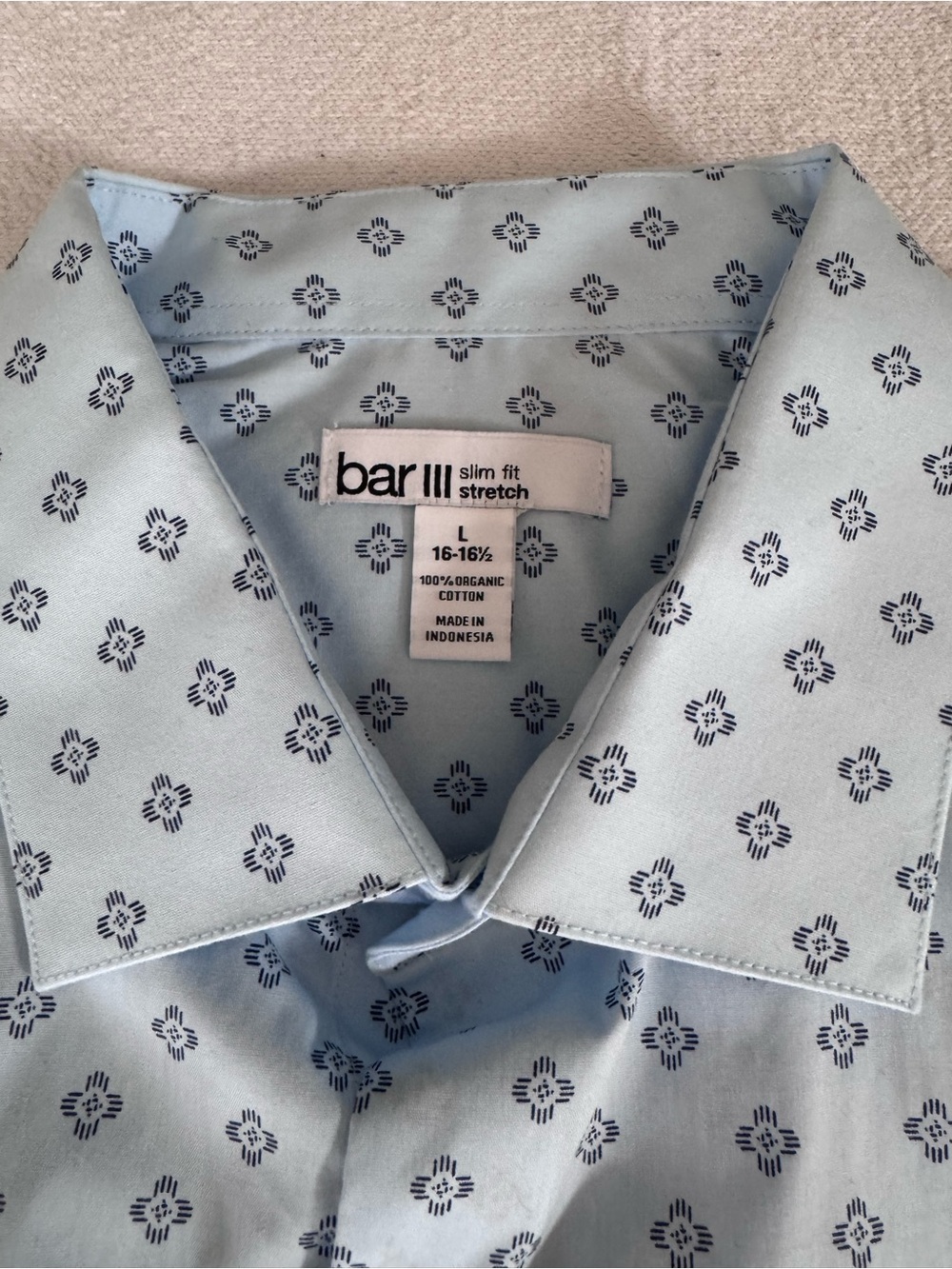 Bar III Mens Light Blue Micro-Pattern Dress Shirt size L - Picture 2 of 4